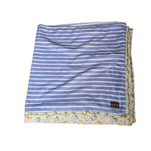 HTF Matilda Jane Truth Or Dare Blanket Striped Ruffle Floral Trim 55x60 Inches